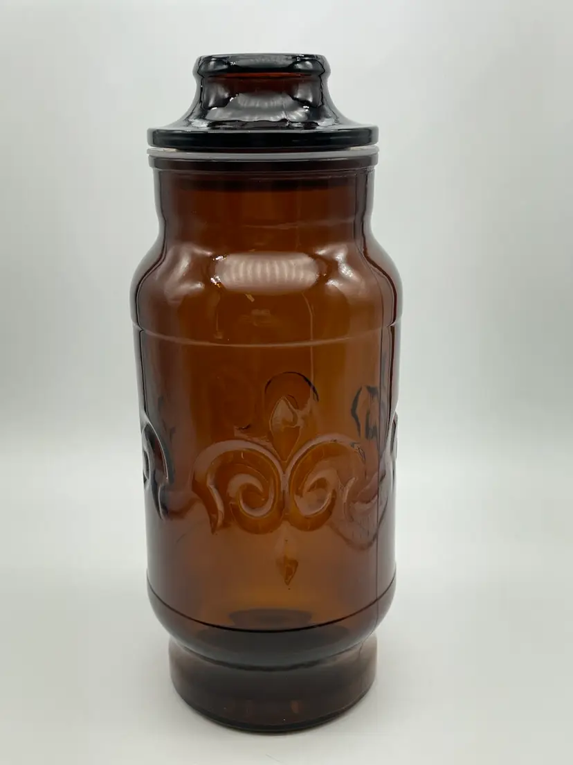 Vintage Borden Cremora Amber Glass Canister