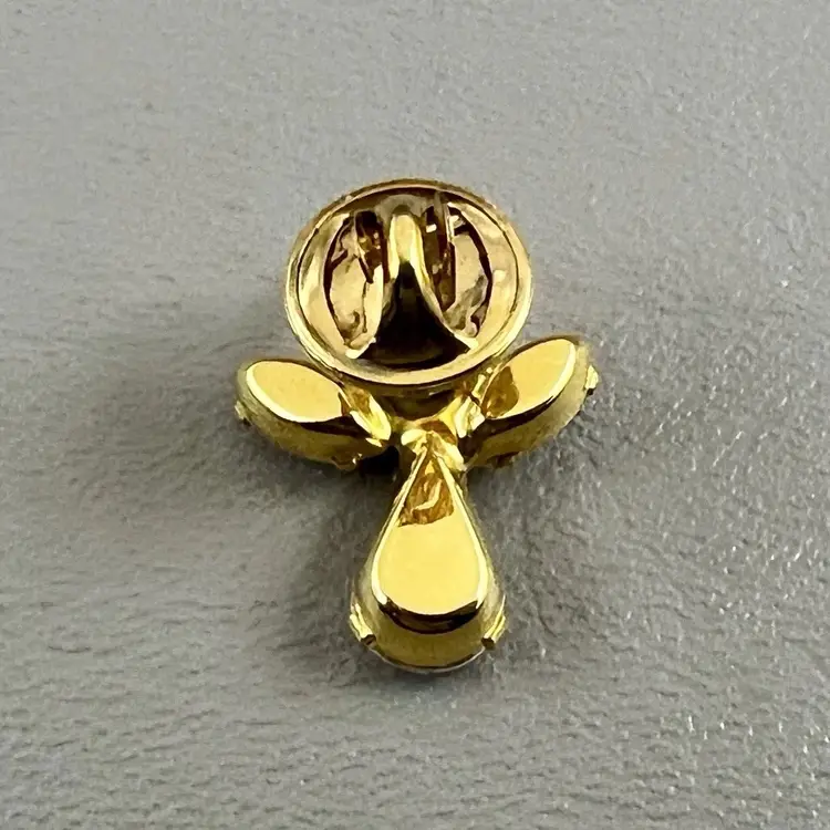 Guardian Angel Lapel Hat Pin Clear Rhinestones April Birthstone  Gold Tone