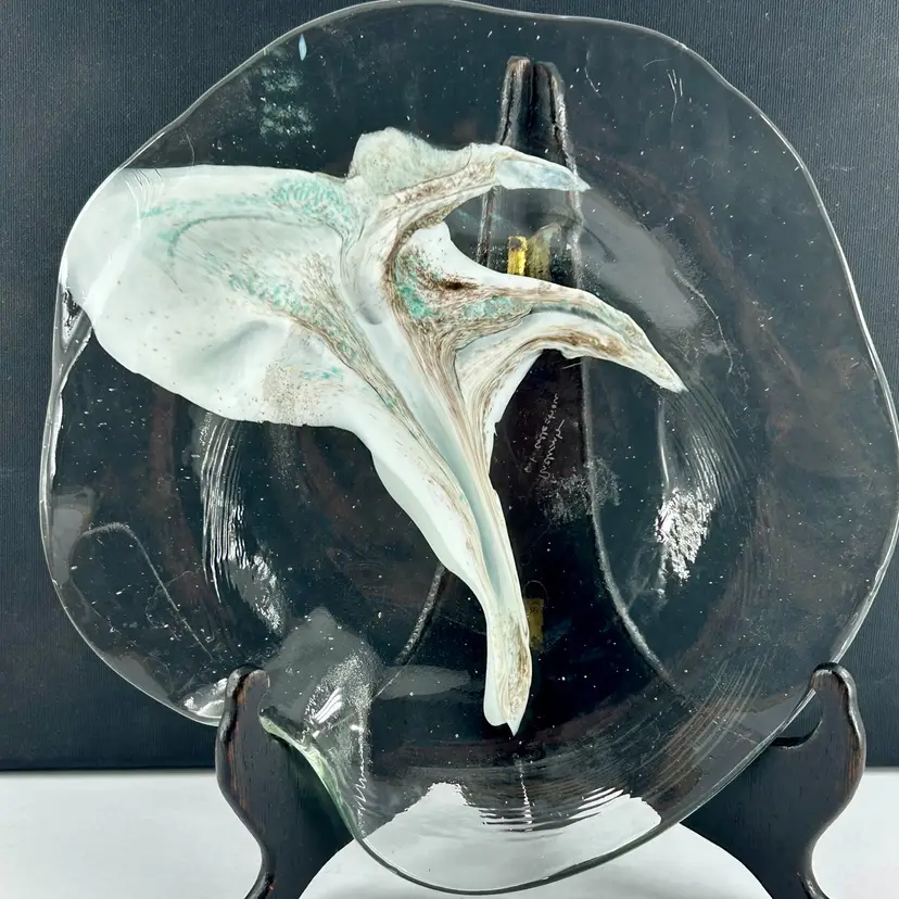 Floral Art Glass Plate Orchid By Hans Jürgen Richartz