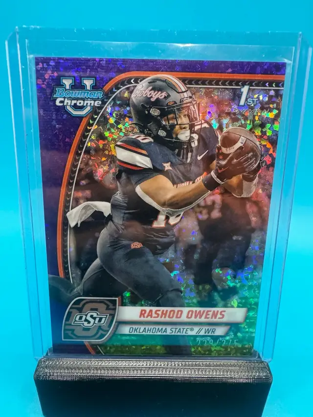 Rashod Owens 1st Bowman Chrome U Purple Mini Diamonds Refractor /375 Cincinatti Bengals