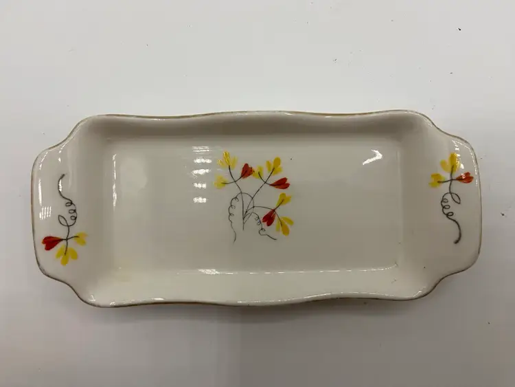 Beautiful Vintage Petite Dish Japan With Silver Trim