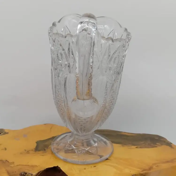 fancy pressed glass pitcher,  vase, pedestal