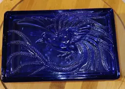 Vintage Colbolt Blue Indiana Glass Bird Of Paradise Trinket Box