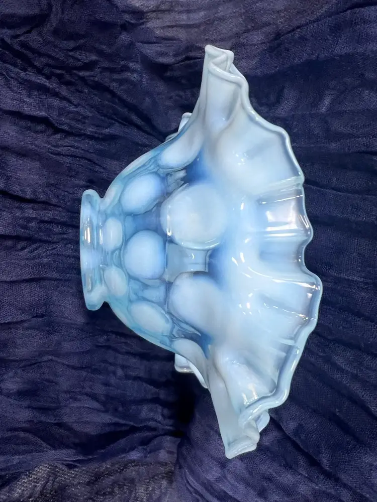 Blue Opalescent Decorative
Vintage Glass Bowl