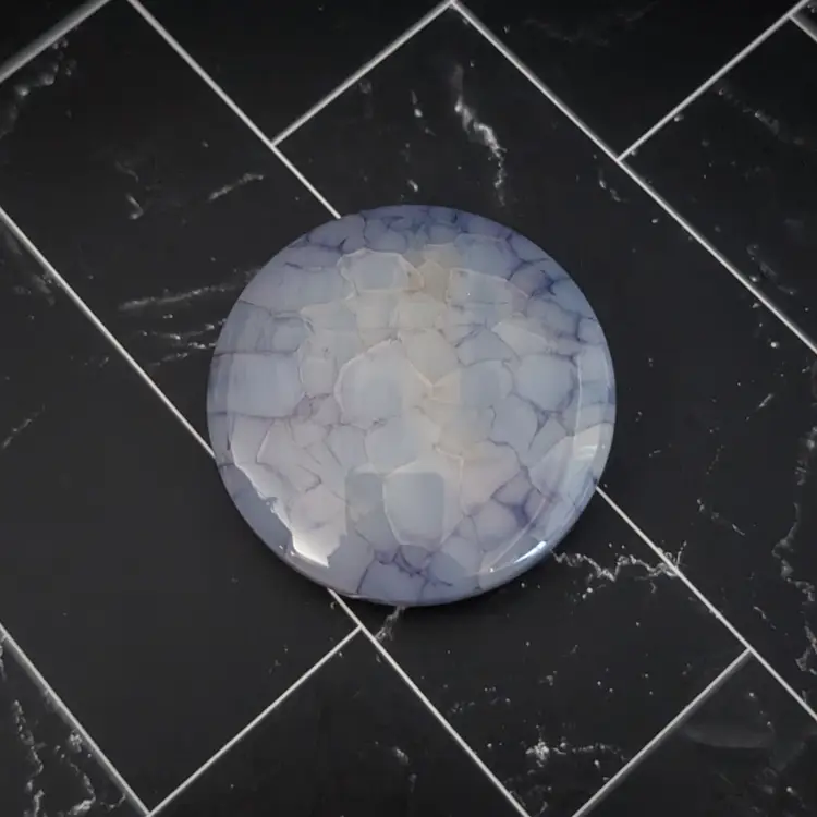 Vintage Pendant/Large Bead Blue Cracked Pattern Circle - No Chain Included