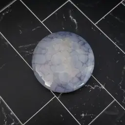 Vintage Pendant/Large Bead Blue Cracked Pattern Circle - No Chain Included