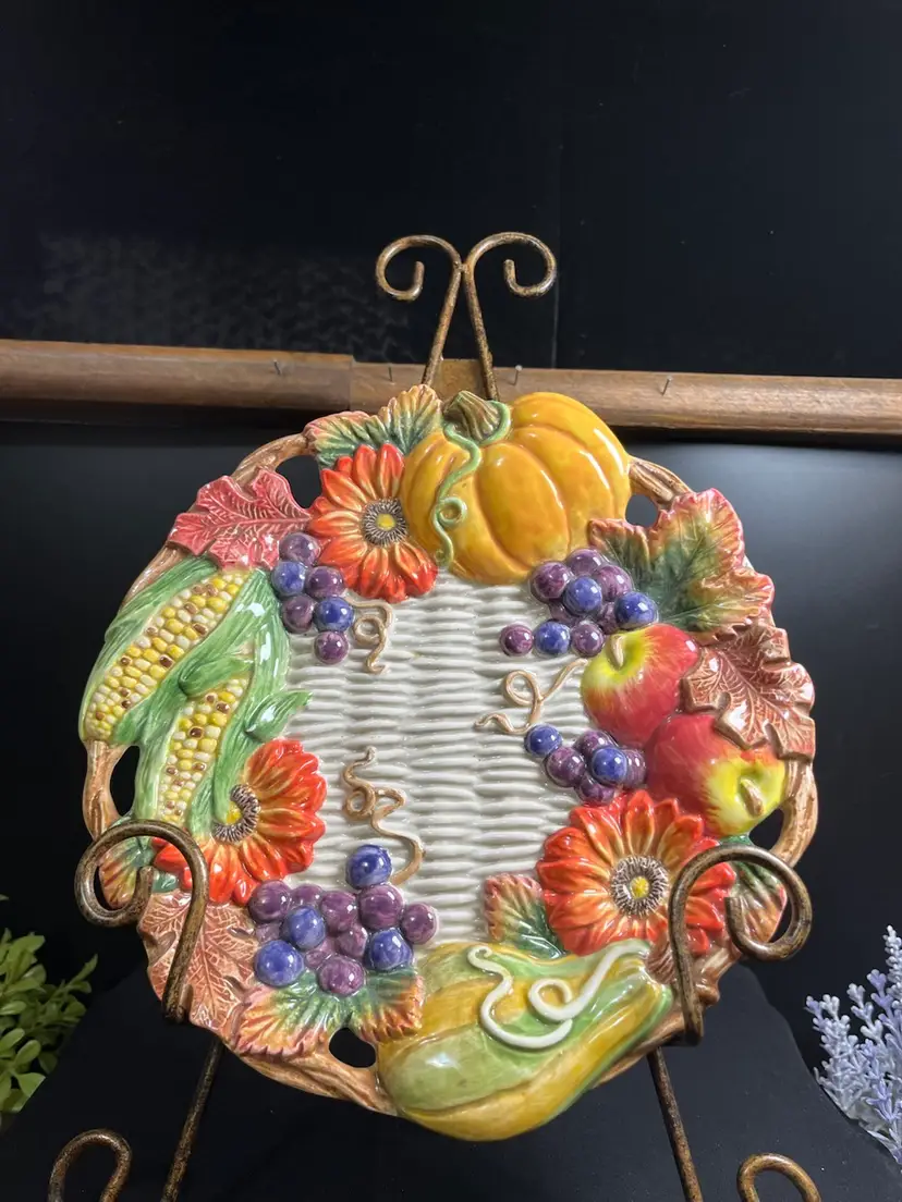 Fitz & Floyd "Autumn Bounty" Canape Plate-Retired Farmhouse