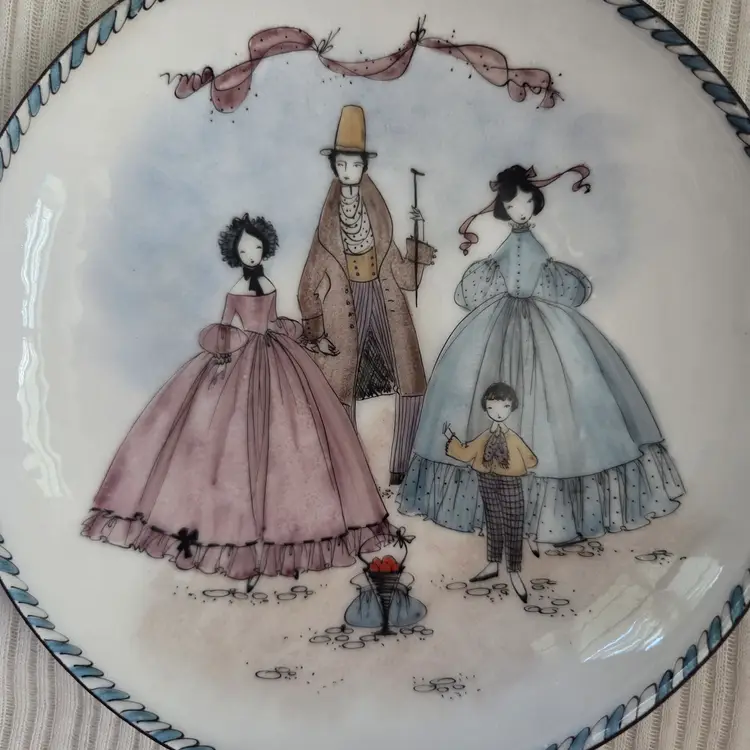 Vintage Steinbock Enamel Over Metal Plate Trinket Dish Hand Painted Austria 5.75”