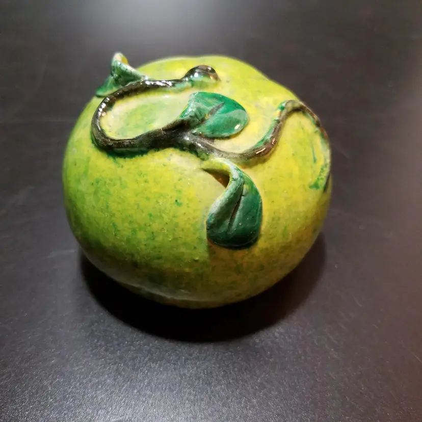 Antique Chinese Alter Fruit with Vines Large 3" Hand Painted