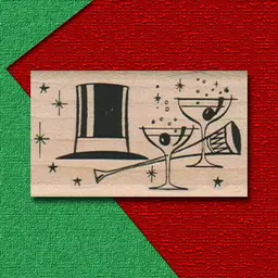 MCM Happy New Years Eve Collage Rubber Stamp - Christmas Holiday Season