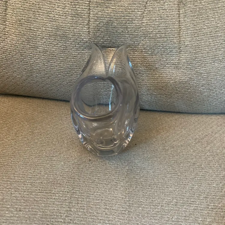Pinched Clear Glass Vase 6 1/2 X 3 X 4 Inches