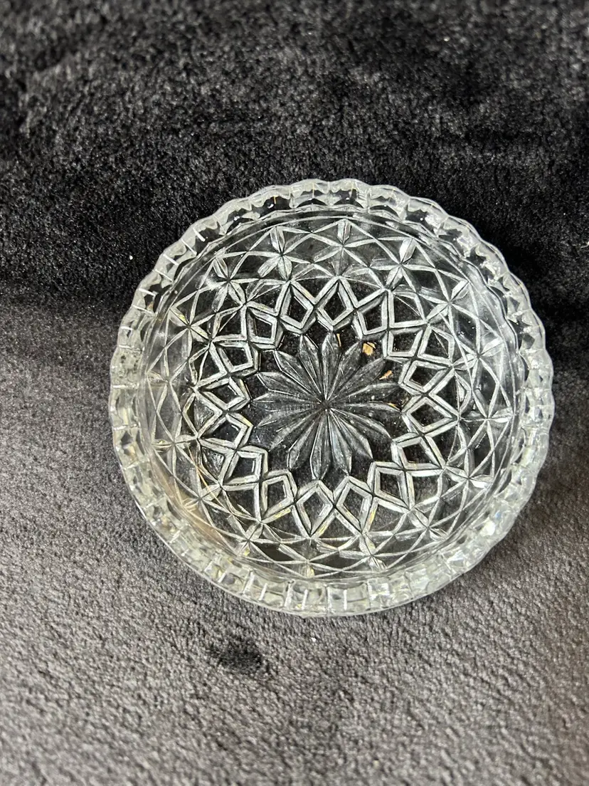 Small 4 In Pressed Glass Ashtray/Trinket Dish Made In The Former Yugoslavia