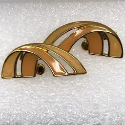 Vintage Trifari Earrings Pink Enamel and Gold Tone Clip-on