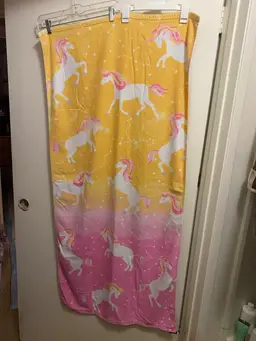 Boat House Girls Beach Towel Unicorn Unicorns Print Pink Yellow White 26x56 READ
