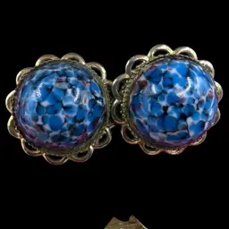 Vintage confetti glass cabochon Clip On Earrings