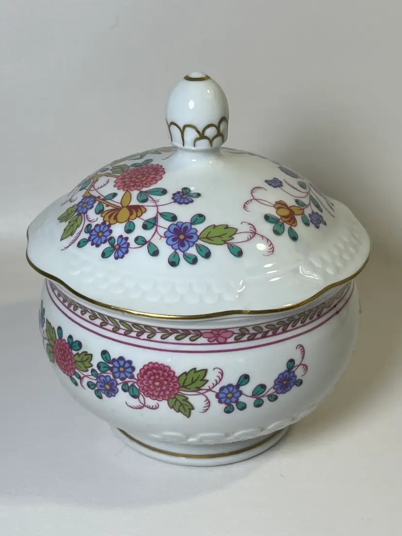 Vintage Volkstedt Pastorale Gold And Floral Sugar Bowl