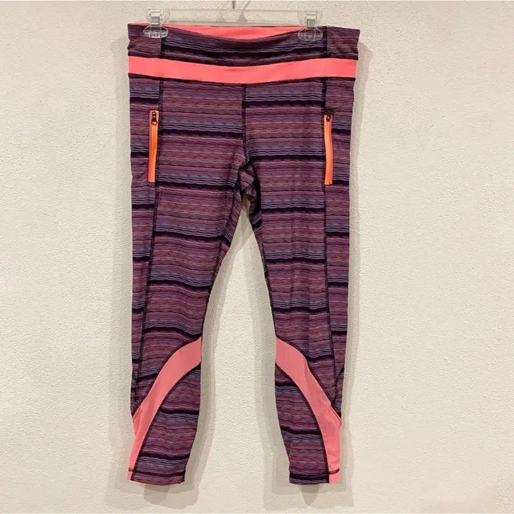 Lululemon Inspire 7/8 Tights II Neon Coral Size 10 EUC