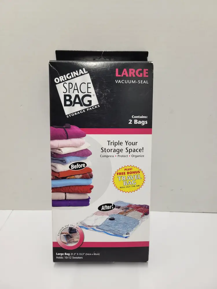 Original Space Bag Vacuum-Seal Storage Packs (2) Large Airtight Waterproof New