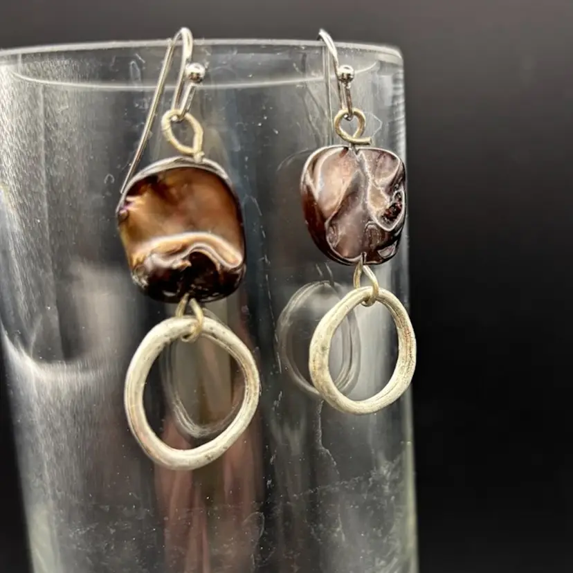 Abalone And Silver tone Earrings,
Vintage beads, New sterling ear wires