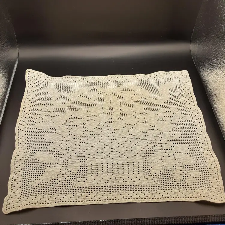 Vintage Off White Crocheted Dresser Scarf