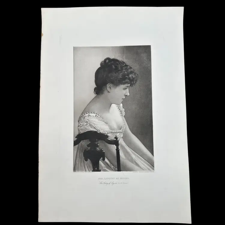 Antique 1887 Photogravure Gebbie & Husson Co., Mrs. Langtry As Pauline 17”T 12”W