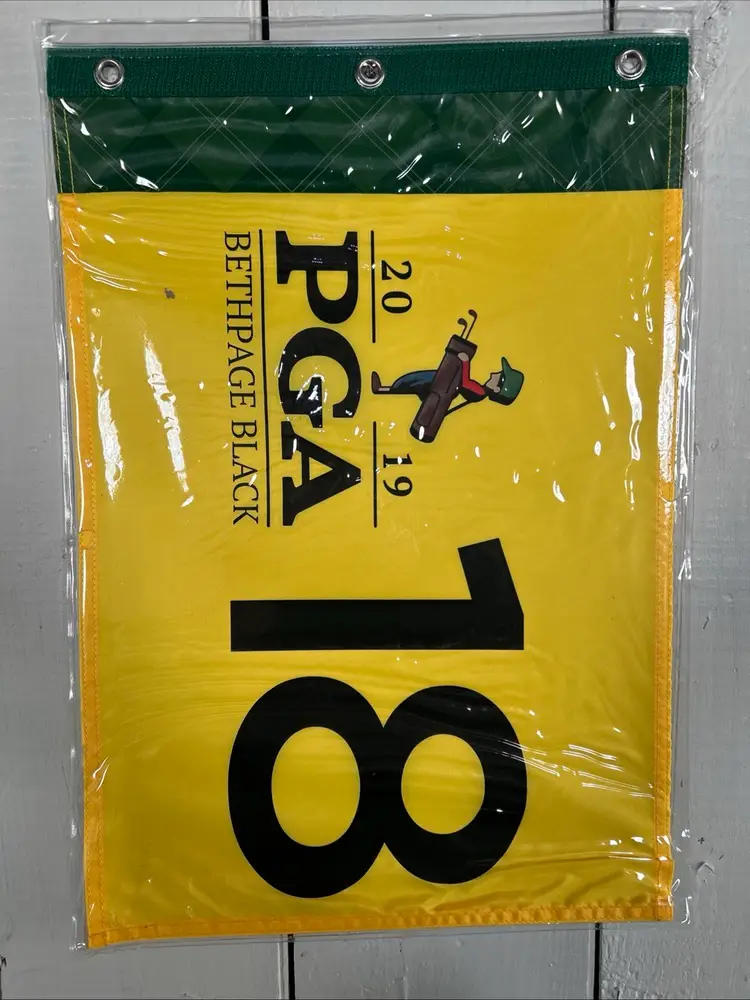 2019 PGA Championship Flag Bethpage Black Screen Print Golf Pin Flag - Yellow