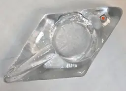 Vintage Blenko Mid Century MCM Clear Diamond Blown Glass Ash Tray Cigar Holder