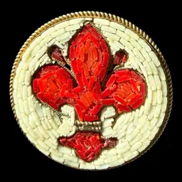 AMAZING Fleur Di Lis Micro Mosaic Brooch 1.25”