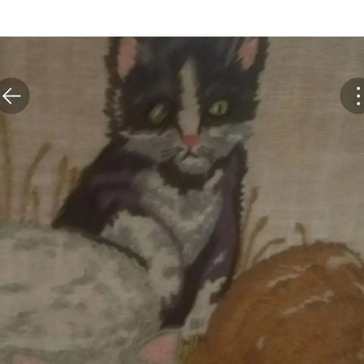 1974 Framed Three Kittens Beautiful Needlepoint Embroidery PC Great Estate Sale Find