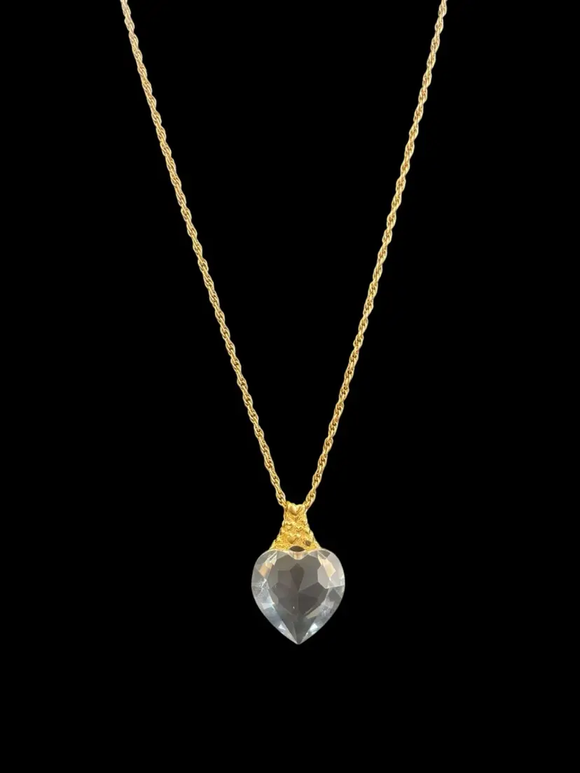 113. Vintage Avon Chrystal Heart Necklace