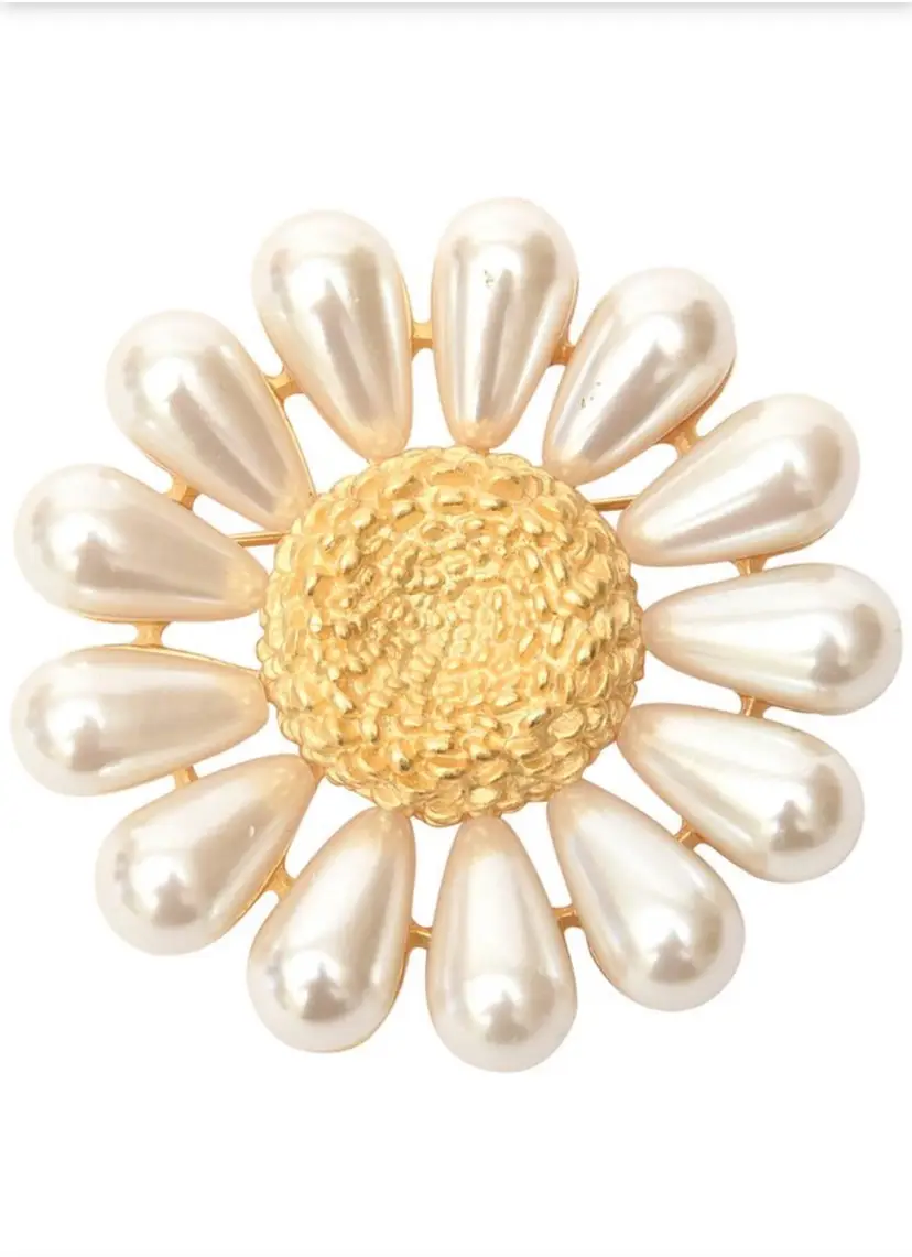 Signed Givenchy Faux Pearl Flower Pin