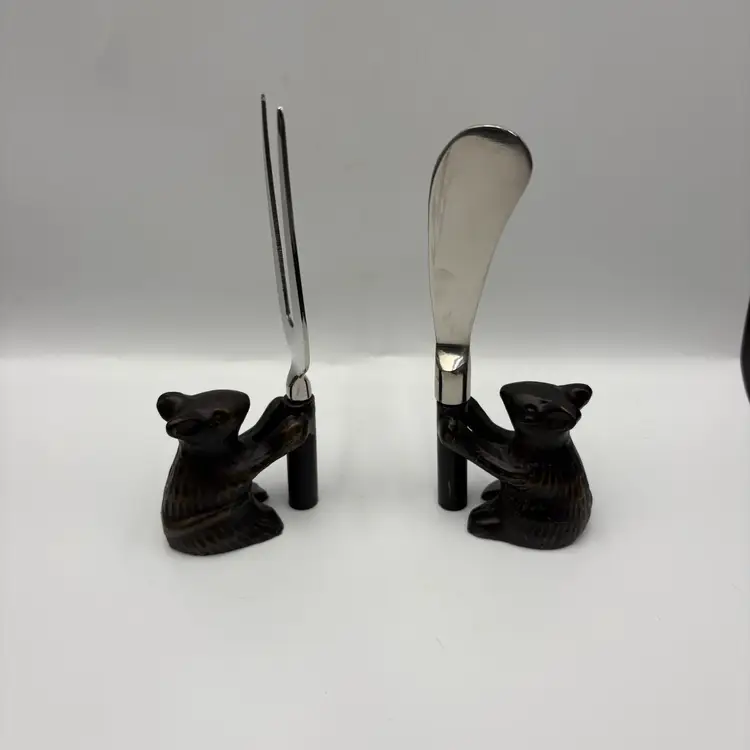 Mouse Handled Cheese Fork and Spreader. As Is.