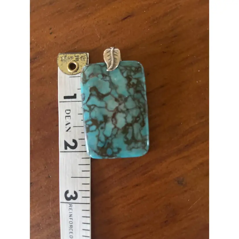 Jasper Rectangular Pendant With Silver Colored Leaf Bail