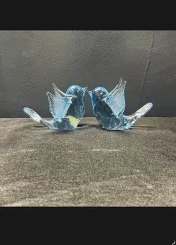 Pair of Vintage Swedish Ryds Art Glass Blue Birds – Scandinavian Figurines