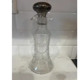 Hawkes  Oil/Vinegar Cruet W/Sterling Top Etched Flowers