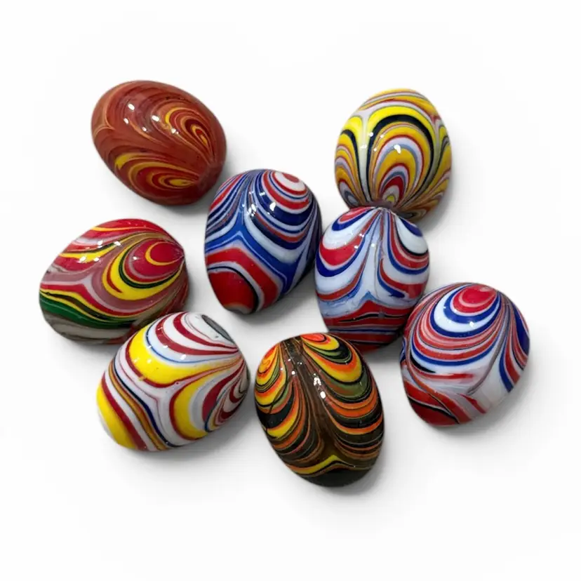 8 Mini Glass Art Hand Blown Art Glass Swirl Design Eggs
