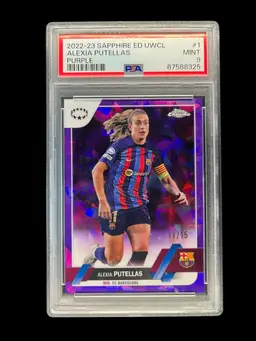 Alexia Putellas 2022/23 Topps Chrome UWCL Sapphire Purple 11/15 (Kit Number) PSA 9 Barcelona Soccer Card