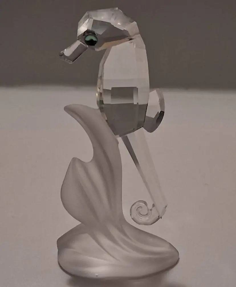 Vintage Swarovski Aquatic Worlds Crystal Sea Horse with Frosted Base