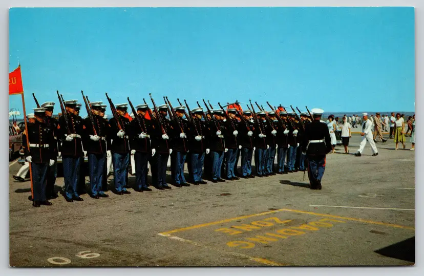 Postcard Marine Color Guard Quonset Point Naval Air Station North Kingston Rhode Island - 9934