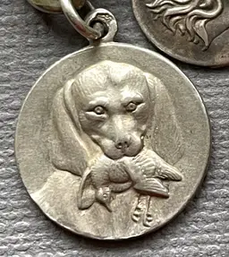 Antique Hunting Dog with Duck Bracelet Charm - 800 Silver - Austrian with Maria Zell Engraved on Back