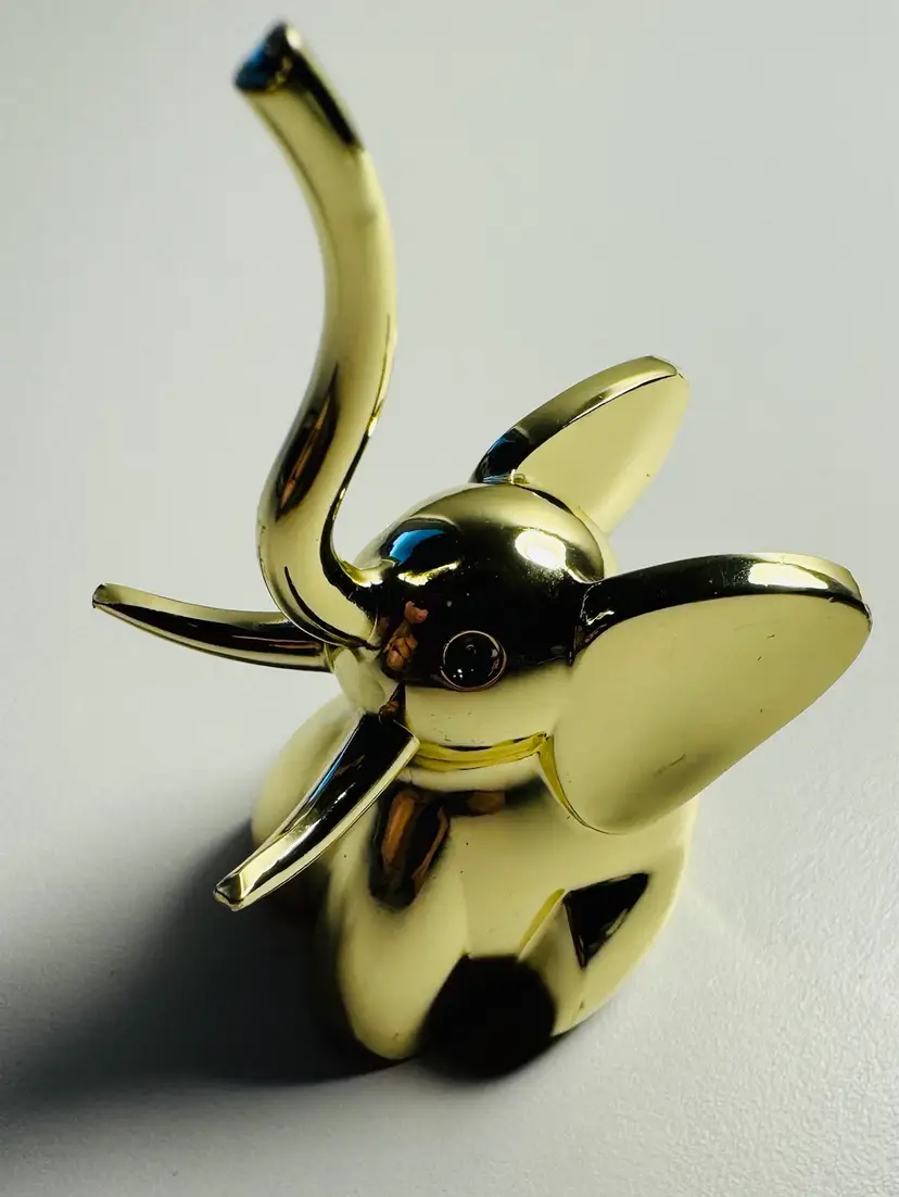 “UMBRA” Gold Coloured Elephant Tusk Ring Holder - Paperweight - Miniature