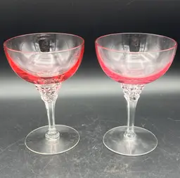 Tiffin Franciscan Wistaria Pink Champagne Tall Sherbet Glasses 5.5" Set of 2