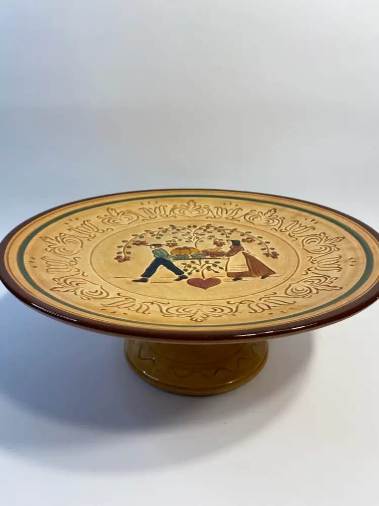 Vintage 1960s Pennsbury Pottery Cake Stand Morrisville PA 11-3/4” W X 4-1/2” T