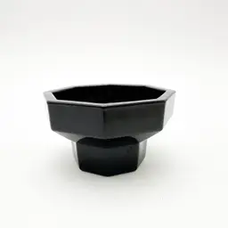 Black Glass Arcoroc France Octagonal Candle Holder