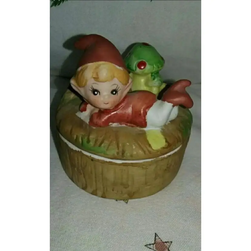 Vintage Homco Elf Trinket Box 5404