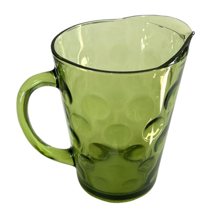 Vintage Hazel Atlas El Dorado Green Glass Pitcher With Interior Raised Dots