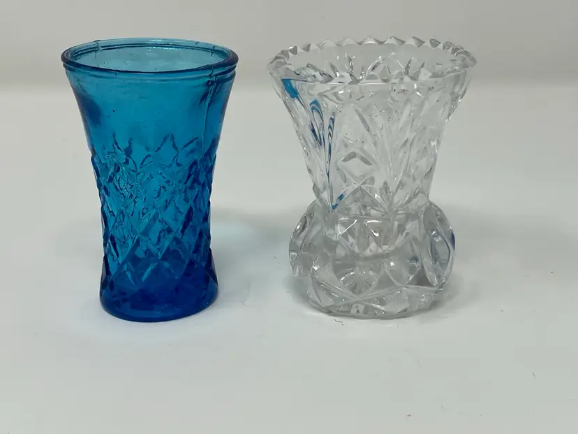 Vintage Glass Toothpick Holder, Shot Glass, Bud Vases Set 