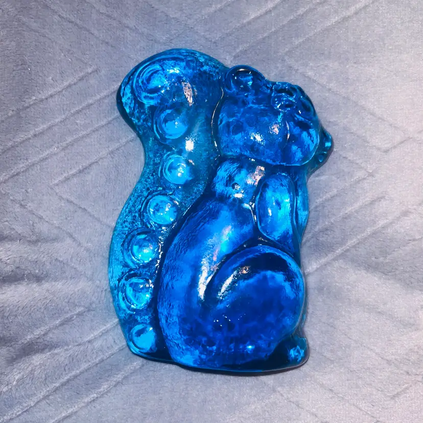 Vintage Viking Glass Co. Bluenique Squirrel Paperweight Bookend 1950’s MCM