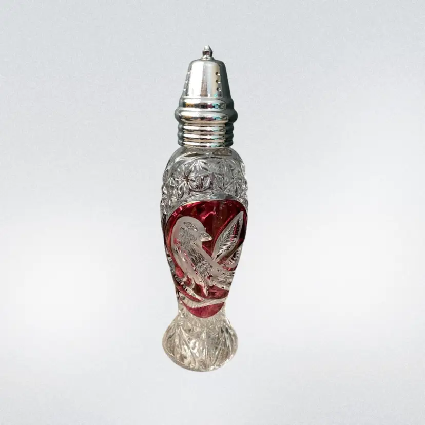 Vintage Hofbauer Byrdes Etched Ruby Red Crystal SINGLE Shaker Germany