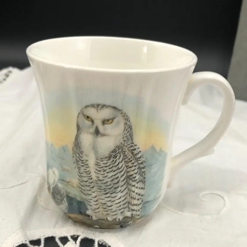 Rare Vintage Duchess Fine Bone China Snowy Owl and Landscape Coffee Cup